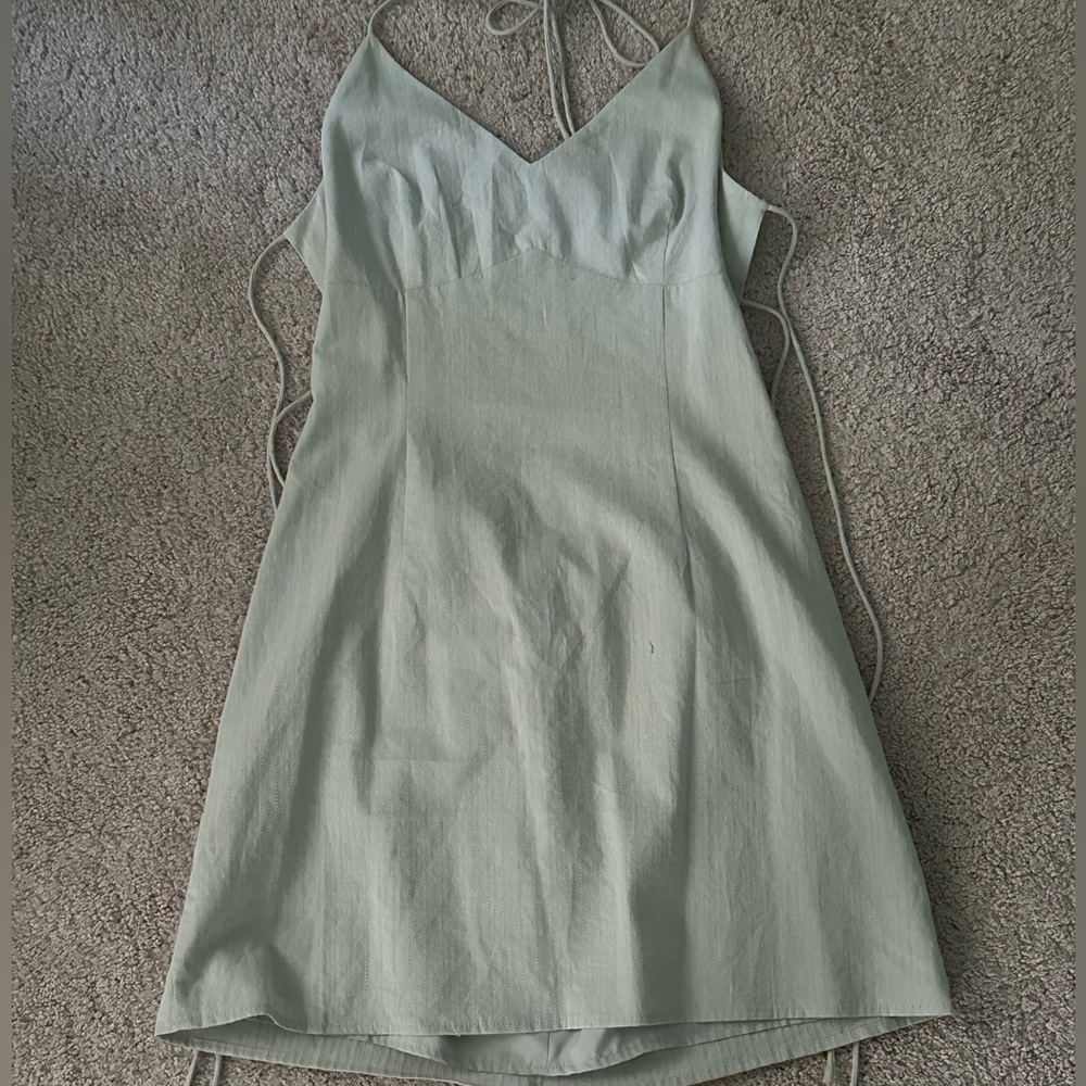 light green tie back mini dress